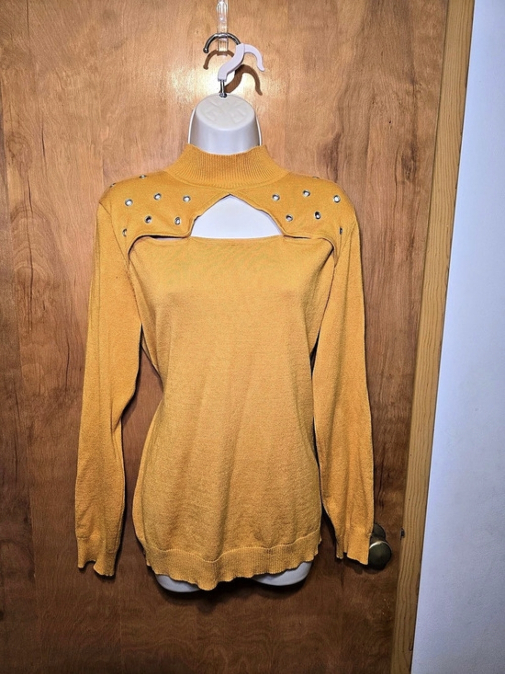 By Design Mustard Yellow Embellished Sweater Size L